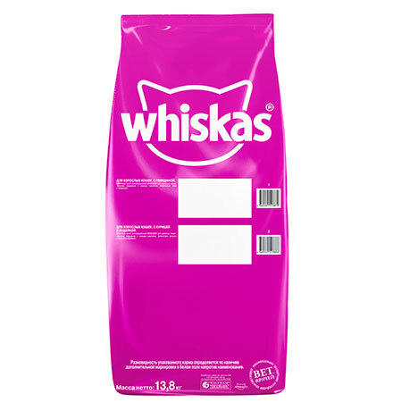 Whiskas / Сухой корм Вискас для взрослых кошек подушечки-паштет с Курицей и индейкой 13,8 кг  #1