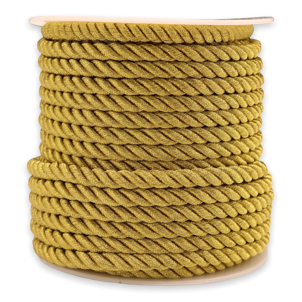Шнур декоративный витой люрекс (для рукоделия) диаметр 5 мм х 19 м цв. Золото  #1