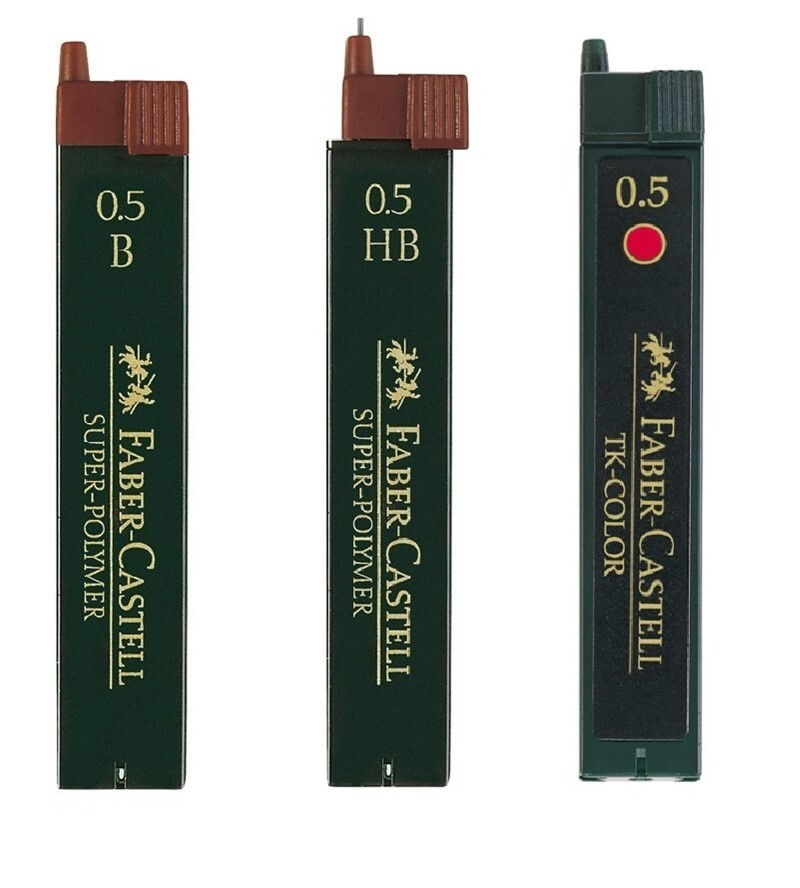 Грифели Faber-Castell, 0,5 мм, Super-Polymer, TK-Color красные, твердость B + HB + HB, 3 тубы по 12 шт. #1