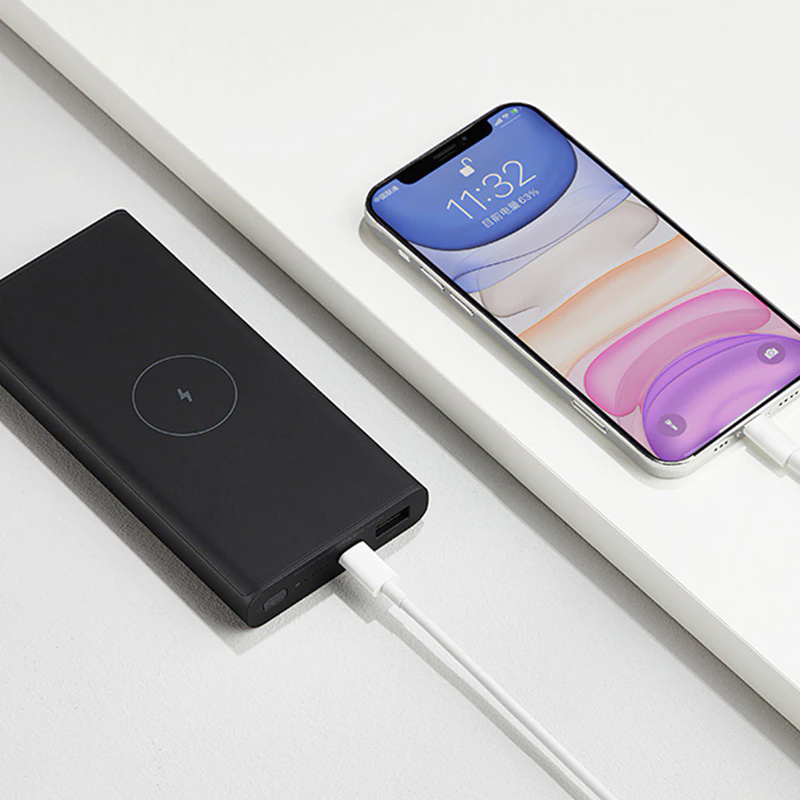 Внешний аккумулятор Xiaomi Wireless Power Bank 10000mah + беспроводная зарядка WPB15PDZM, портативный #1