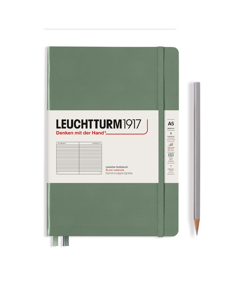 Блокнот Leuchtturm1917 Smooth Colours A5 (14.5x21см.), 80г/м2, 251 стр. (125 л.), в линейку, твердая #1