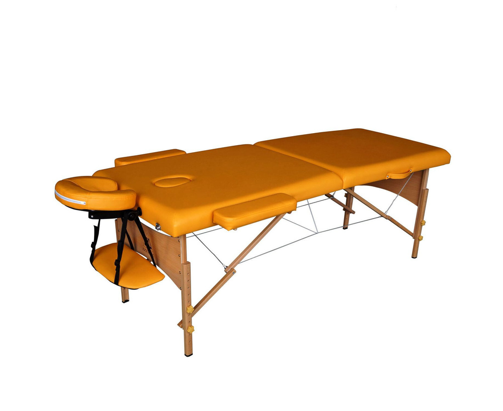 Массажный стол DFC NIRVANA Relax складной, для дома, деревянные ножки, горчичный (Mustard), до 250 кг #1