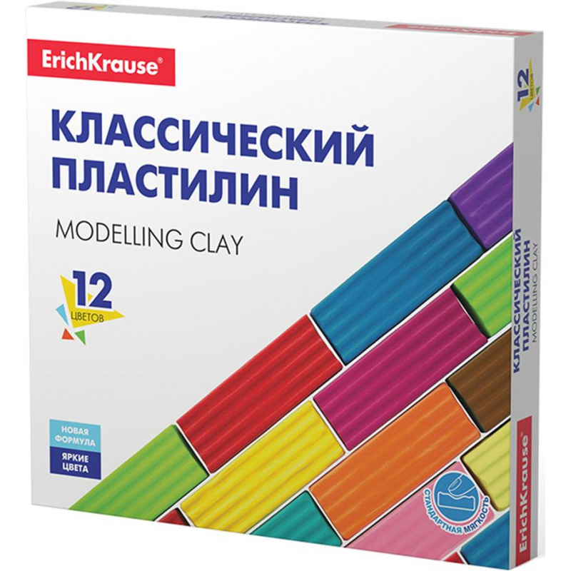 Пластилин классический ErichKrause Basic, 12 цветов, 192 г #1