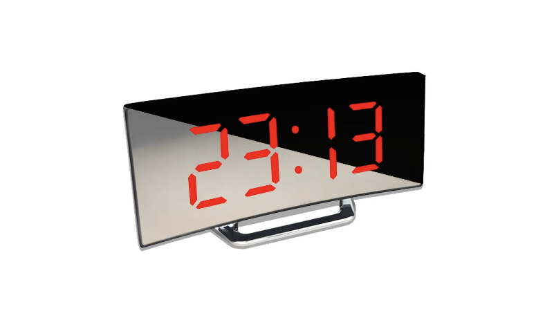 Будильник цифровой изогнутый светодиодный экран настольные часы домашний декор красные  #1