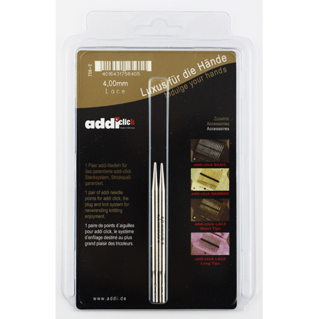 Дополнительные спицы для вязания Addi с удлиненным кончиком к addiClick LACE SHORT, латунь, 4 мм, арт.756-7/4-000 #1