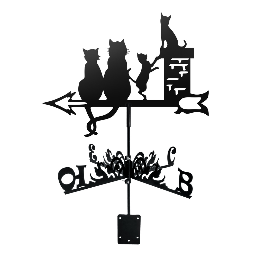 Флюгер кровельный декоративный "Cемья кошек" черный #1
