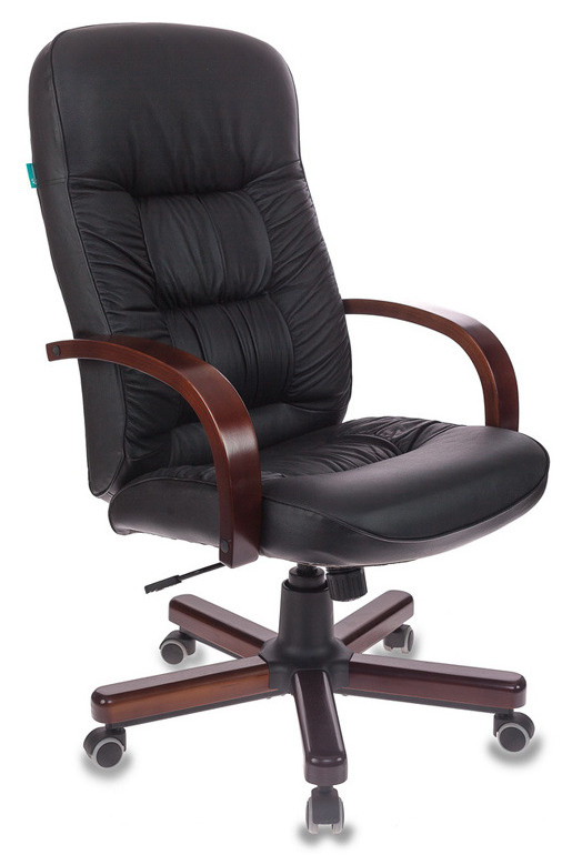 Кресло руководителя Бюрократ T-9908/WALNUT черный кожа крестовина металл (1019512)  #1