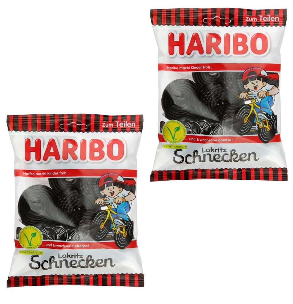 Haribo Lakritz Schnecken Конфеты жевательные Лакричные улитки с лакрицей 200 г, 2 упаковки.  #1