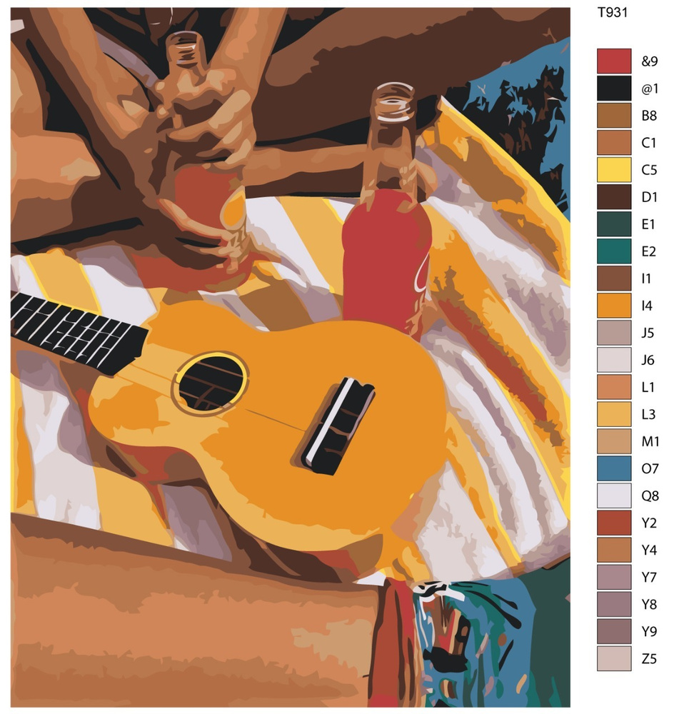 Картина по номерам T931 "Гитара, музыкальный инструмент" 40x50  #1