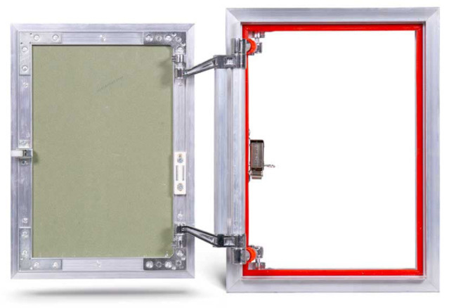 Люк ревизионный под плитку нажимной Практика Евроформат АТР 300-400 мм, алюминиевый, скрытый  #1