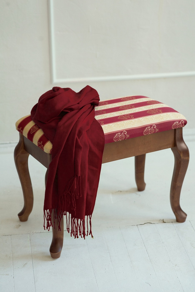 Банкетка Мебелик Ретро с ящиком темно-коричневый, ткань полоса бордо  #1