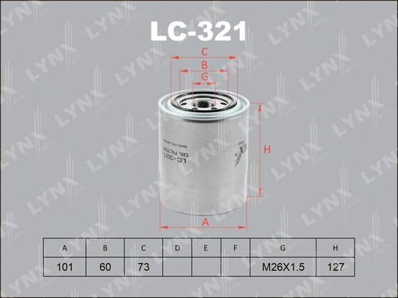 LYNXauto Фильтр масляный арт. LC321 #1