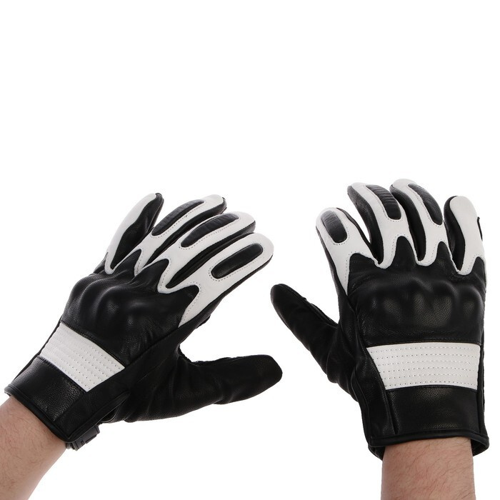 Перчатки мотоциклетные с защитными вставками, кожаные, размер XL, черно-белый  #1