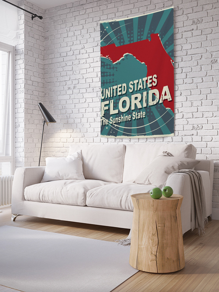 Вертикальное фотопанно на стену JoyArty "Карта Флориды", из ткани, 100х150 см  #1