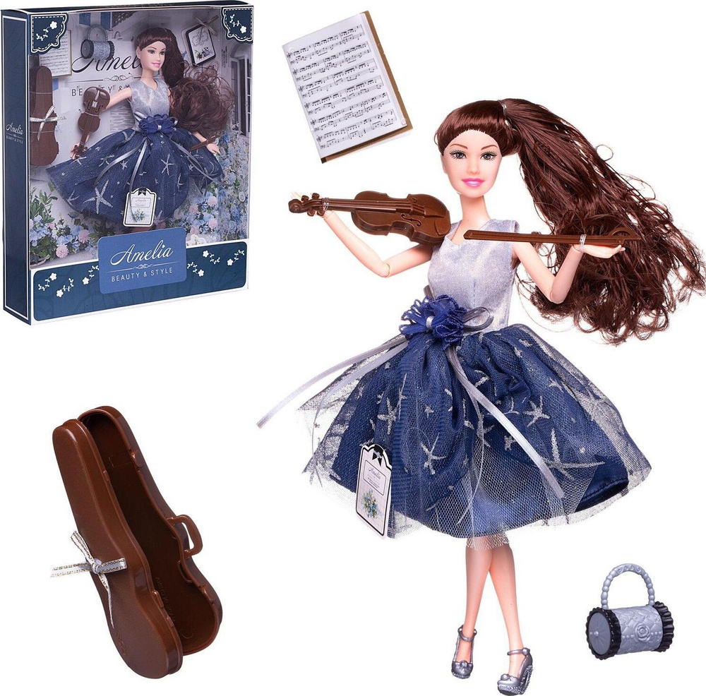 Кукла ABtoys "Вечерний раут" со скрипкой, темные волосы 30см  #1