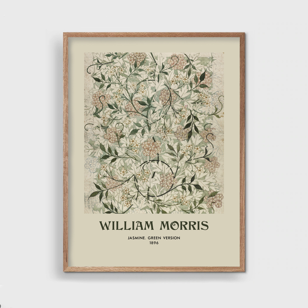 Bloomsson Постер "Зеленый цветочный паттерн Jasmine / Жасмин, Уильям Моррис", 40 см х 30 см  #1