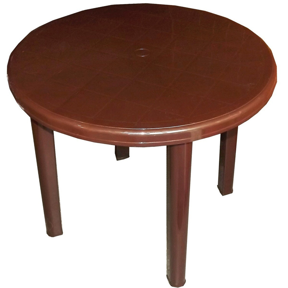 Стол садовый круглый обеденный 91x71x91 см, пластик, цвет шоколад  #1