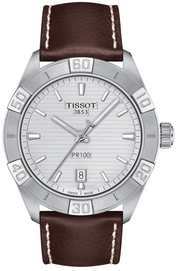 Швейцарские кварцевые часы Tissot PR 100 Sport Gent T101.610.16.031.00 на кожанном браслете, с водозащитой #1