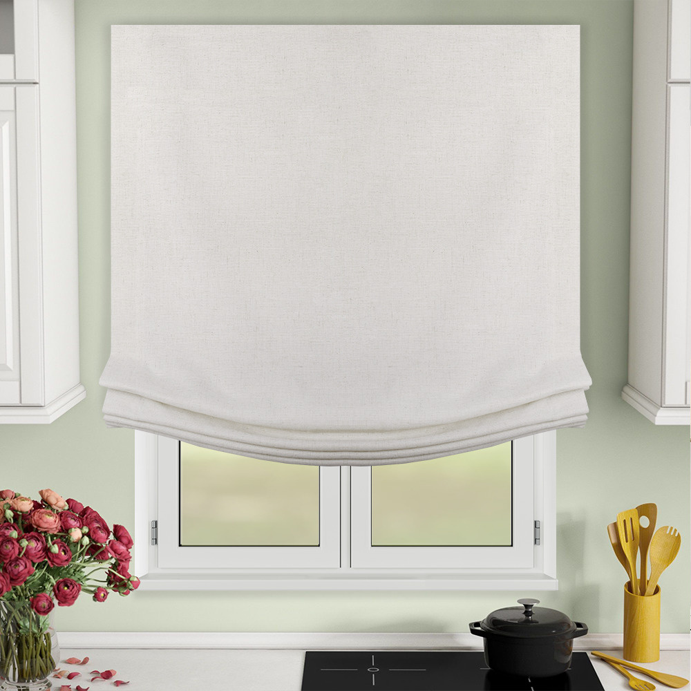 Римская штора на окно OLEXDECO 60х170 см мягкие складки Relax Лен для кухни, гостиной, детской натуральный #1
