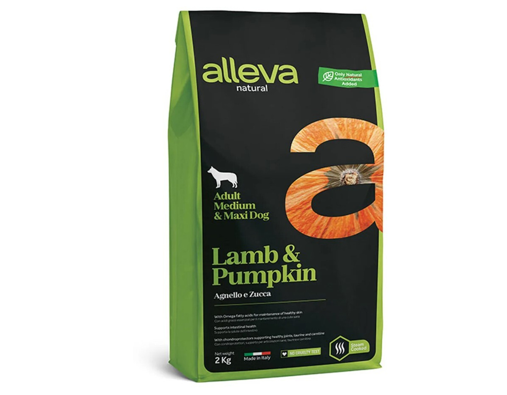 Сухой низкозерновой корм Alleva Natural Adult Lamb & Pumpkin Medium/Maxi для взрослых собак средних и #1