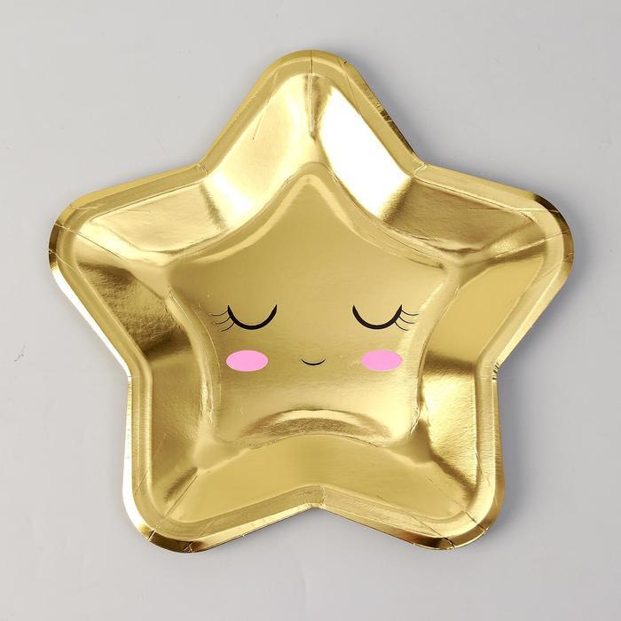 Тарелки бумажные КНР "Детские грезы" звезда, 25 см, набор 6 шт (7426106)  #1