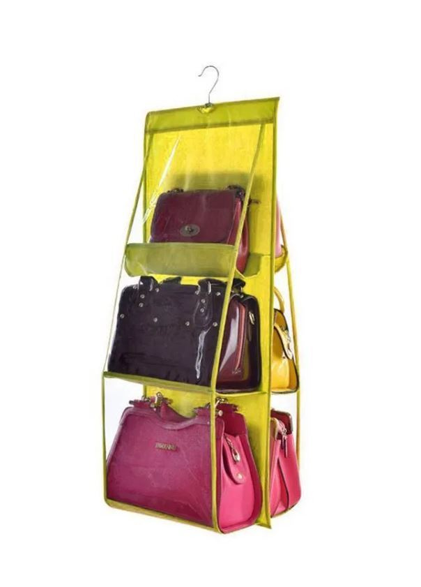 Органайзер подвесной двусторонний для сумок, желтый / Органайзер для хранения сумок / Органайзер для #1