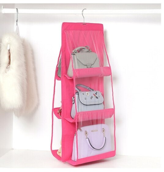 Органайзер подвесной двусторонний для сумок, розовый / Органайзер для хранения сумок / Органайзер для #1