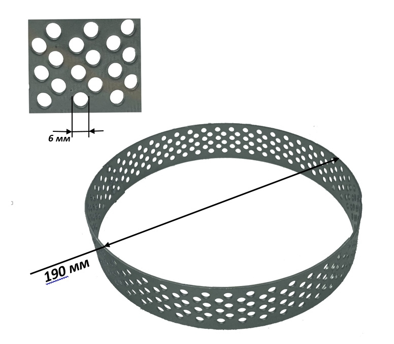 Сито кольцо боковое Фермер для зернодробилки d 190 мм, сетка отверстия 6 мм  #1
