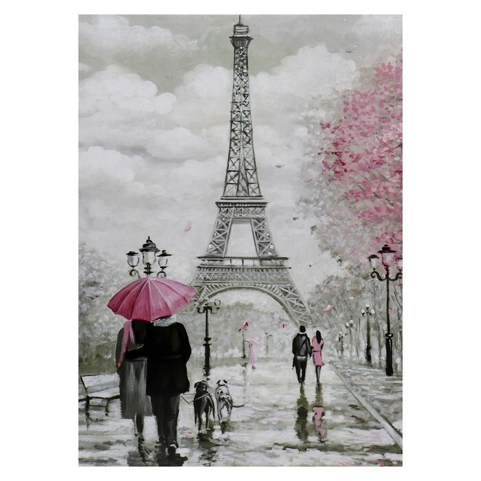 Картина-холст на подрамнике "Любовь в Париже" 50х70 см #1