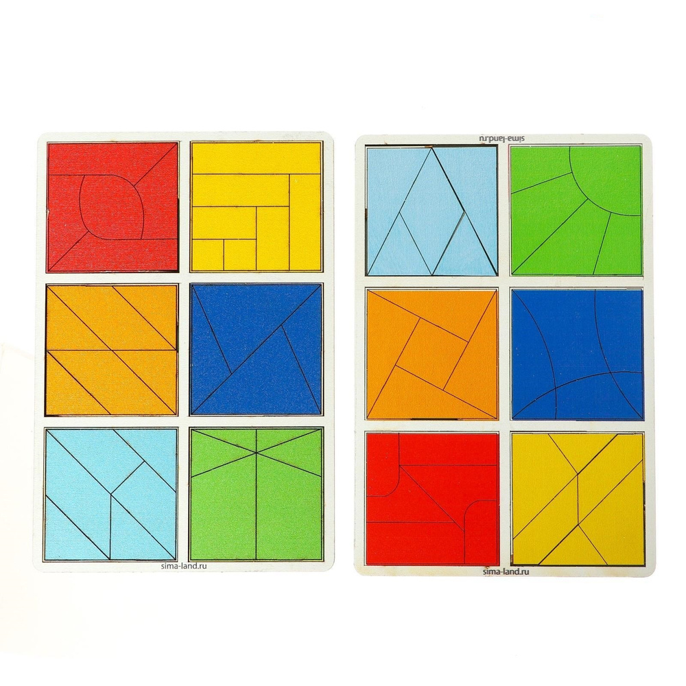 Головоломка рамка-вкладыш Лесная мастерская "Квадраты Никитина 3 уровень" 12 квадратов, набор 2 шт. для #1