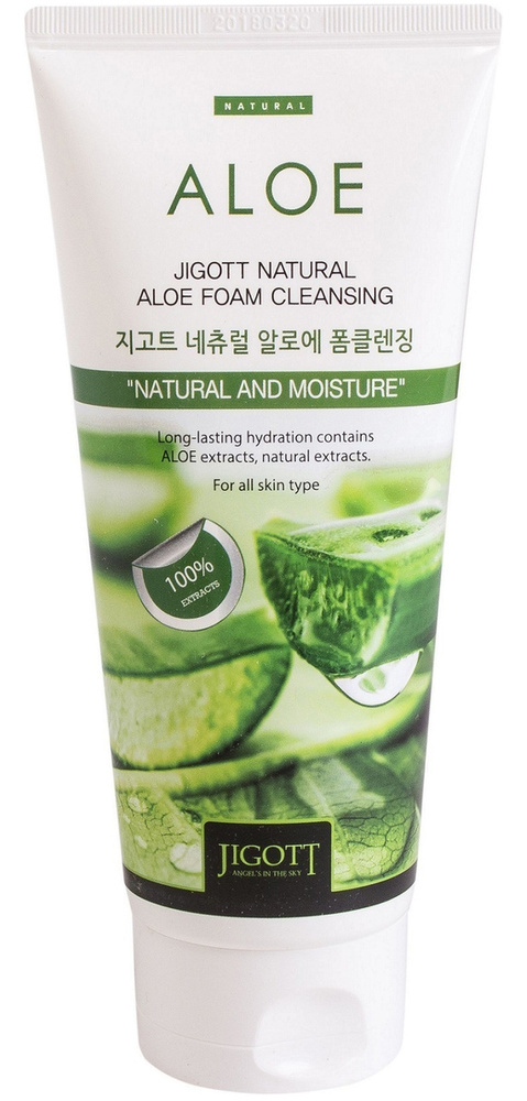 Jigott Пенка для лица с экстрактом алоэ Natural Aloe Foam Cleansing, 180 мл  #1