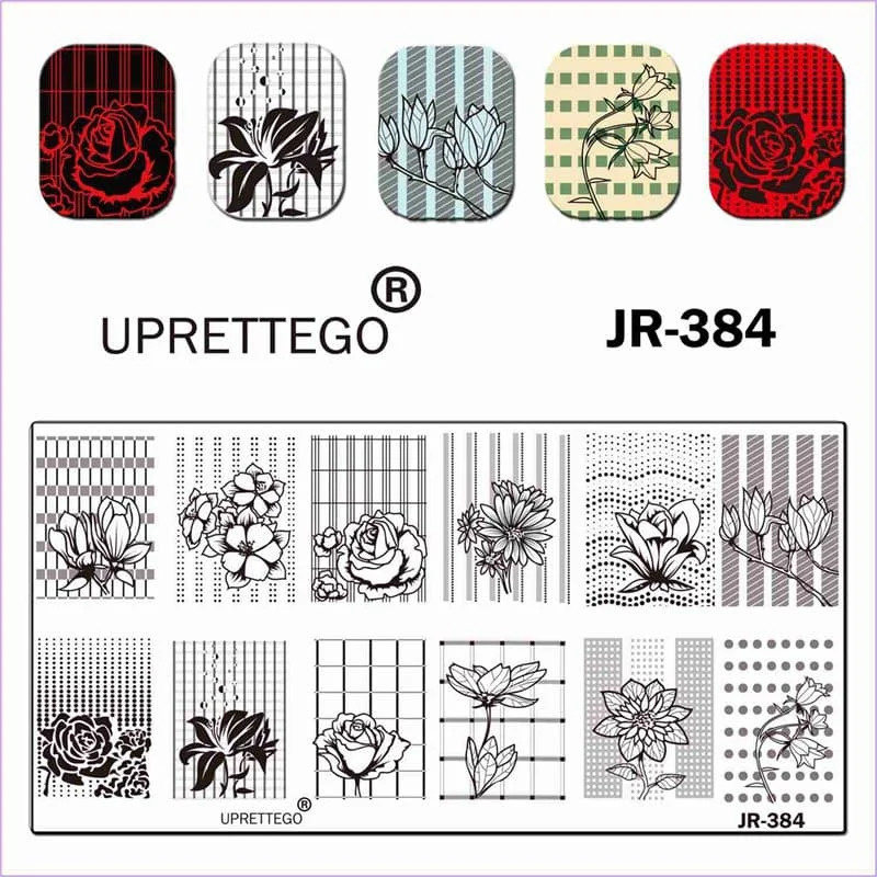 Пластина для стемпинга прямоугольная JR-384, Uprettego #1