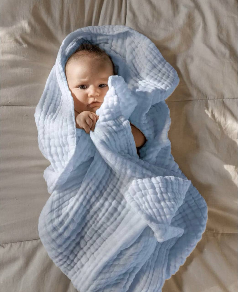 Муслиновое шестислойное полотенце / плед детское и для новорожденных 100% хлопок  #1