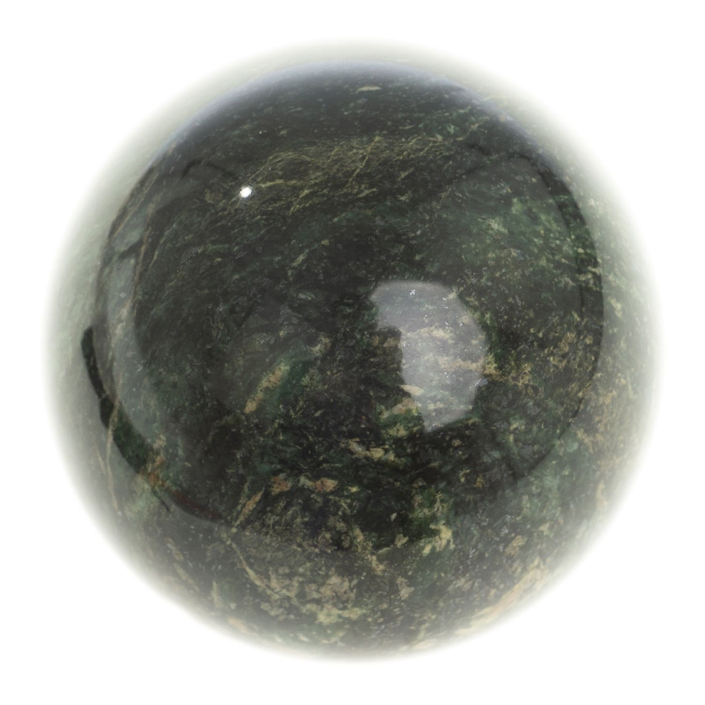 Шар из темно-зеленого змеевика 8,5 см / шар декоративный / шар для медитаций / каменный шарик / сувенир #1
