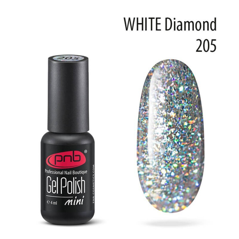 Гель лак для ногтей PNB Gel polish UV/LED 205 покрытие для маникюра и педикюра глянцевый white diamond #1