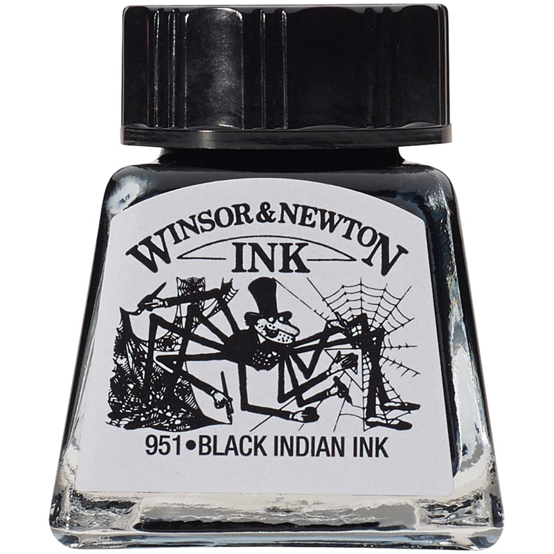 Тушь Winsor&Newton для рисования, черный, стеклянный флакон 14мл  #1