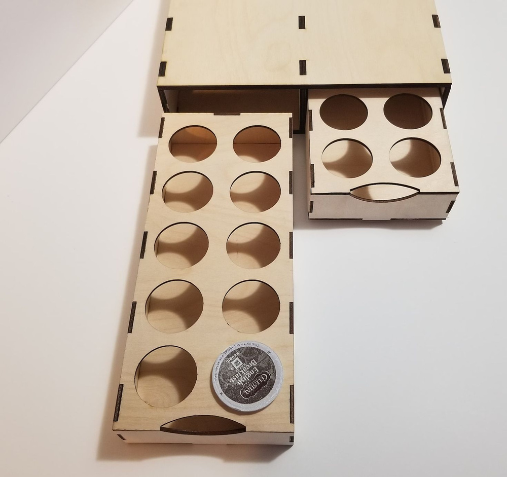 Подставка под кофемашину с ящиками для кофейных капсул натуральная деревянная  #1