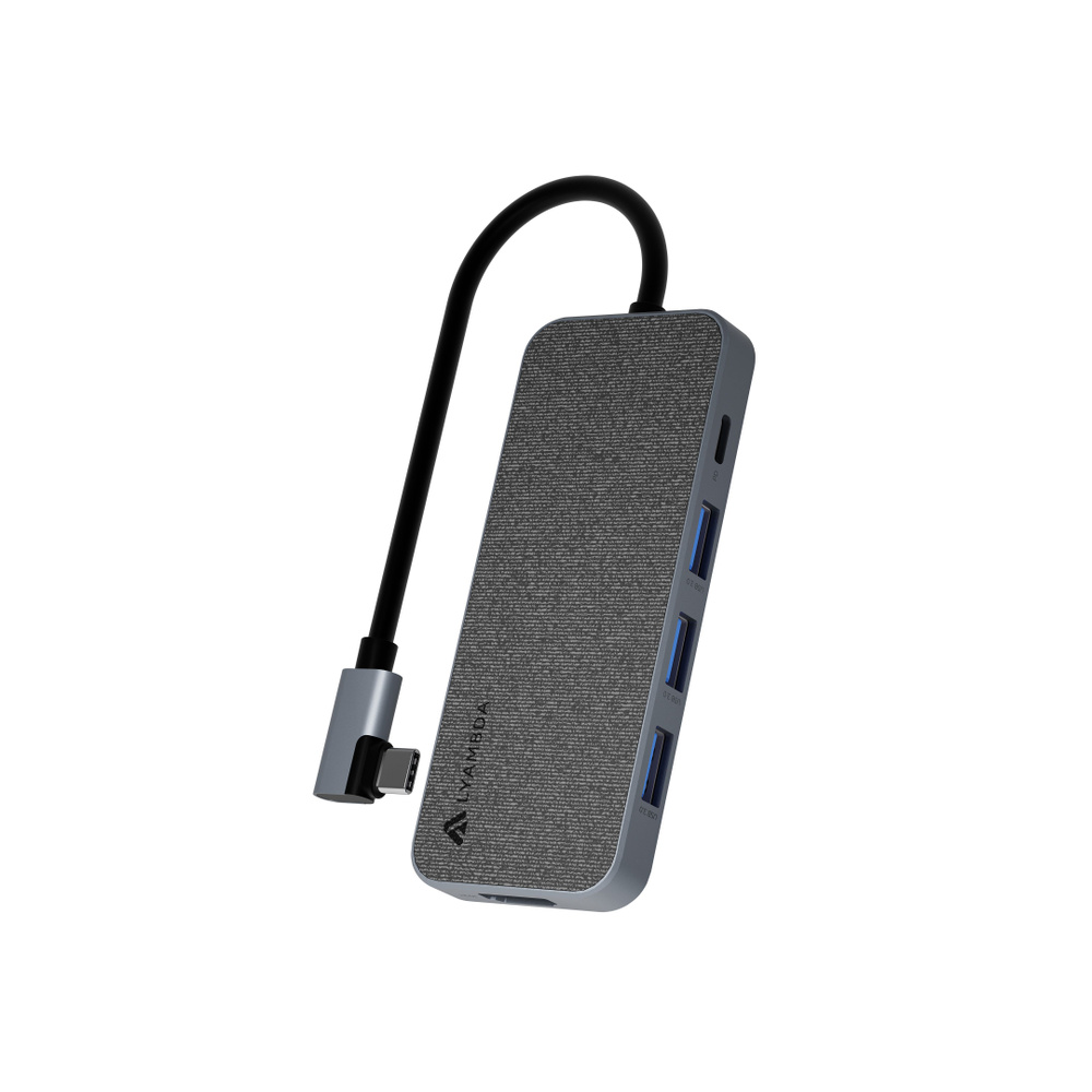 Разветвитель Type-C 5 в 1 Multimedia 4K/USB/PD Hub Lyambda Slim Aluminum LC129 Gray #1