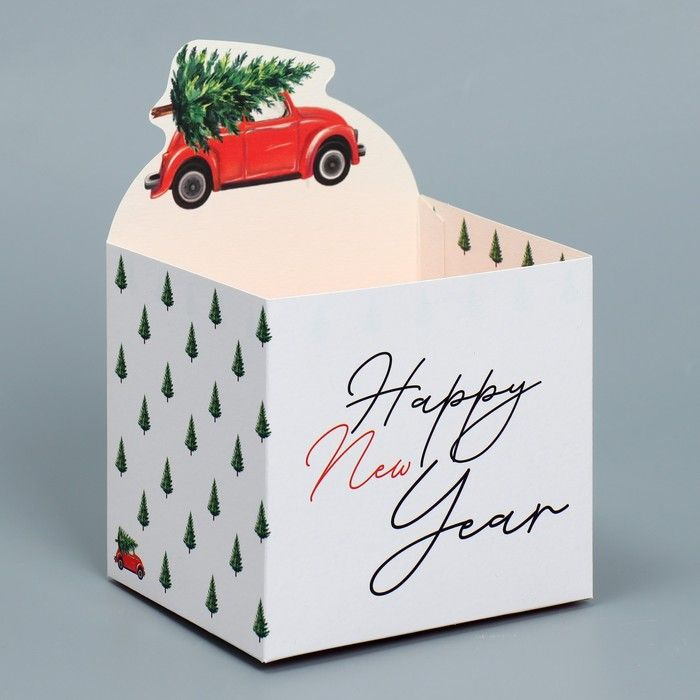 Дарите Счастье, Коробка для мини-букетов "Happy New Year", 12х17х10 см, 8 штук  #1