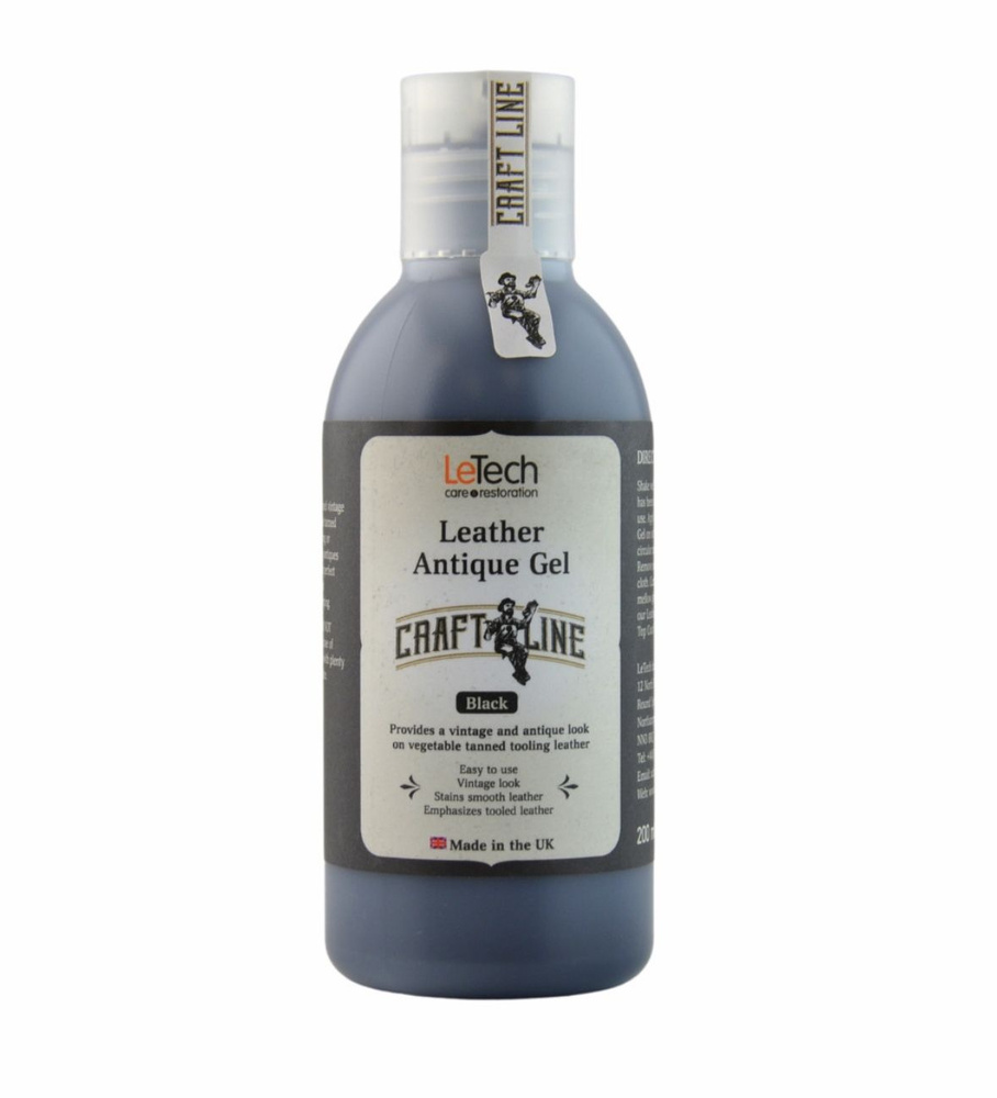 Антик-гель, антик краска для кожи ЧЕРНЫЙ, LeTech, Leather Antique Gel Black 200ml  #1