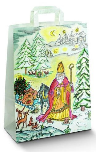 Пакет Новогодний 250 шт.Topcraft Дед Мороз, плос руч 260х330х100 арт.115  #1