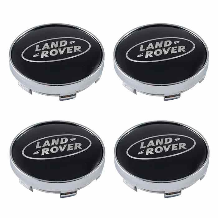 Колпачки на литые диски Land Rover 60/56/9 мм - 4 шт / Заглушки ступицы Ленд Ровер черный-хром  #1