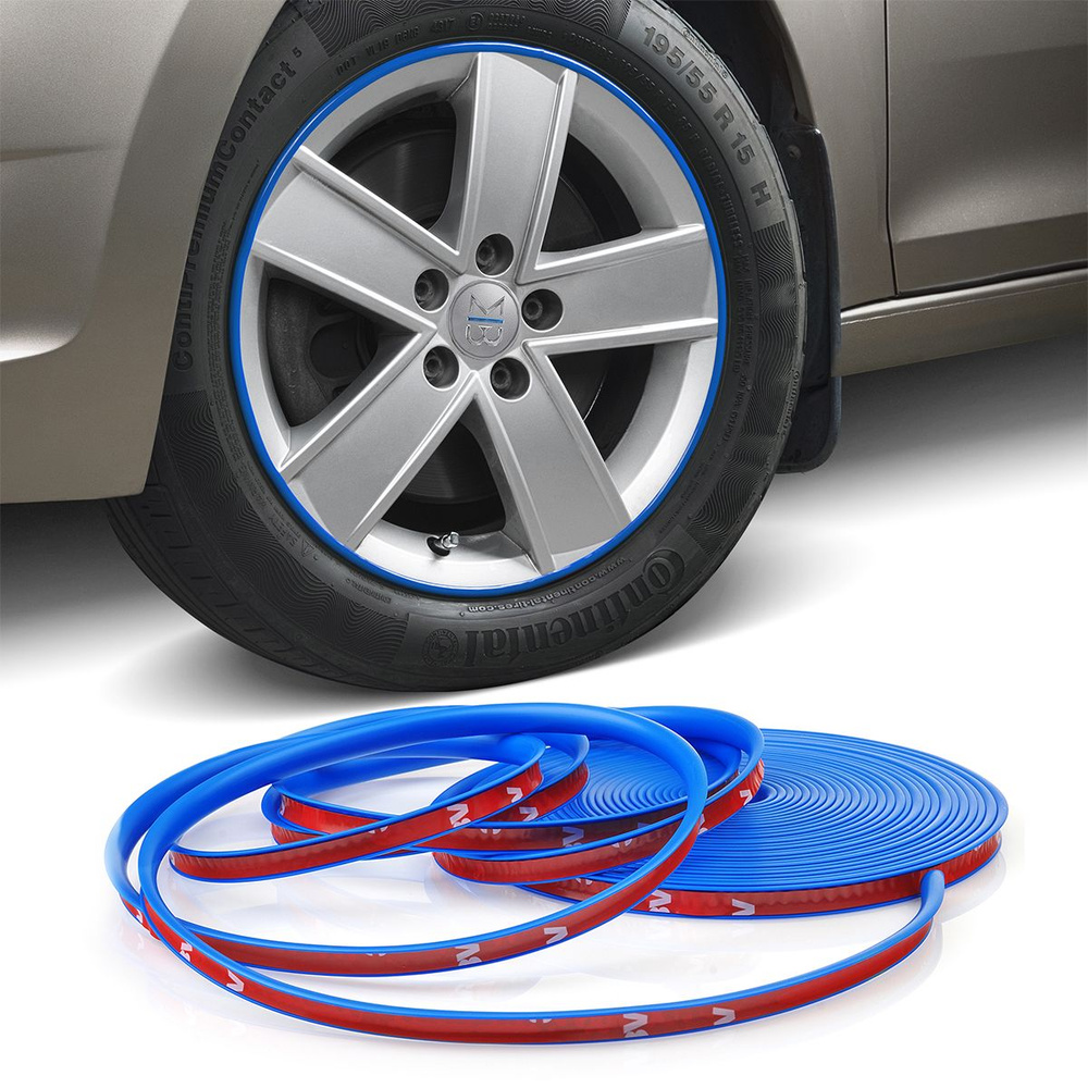 Молдинг защита дисков авто самоклеющийся ElectroKot WheelPro на 4 колеса синий  #1