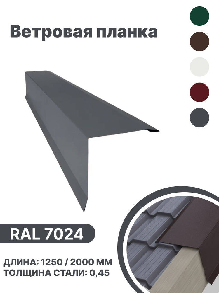 Ветровая планка RAL-7024 1250мм 10шт в упаковке #1