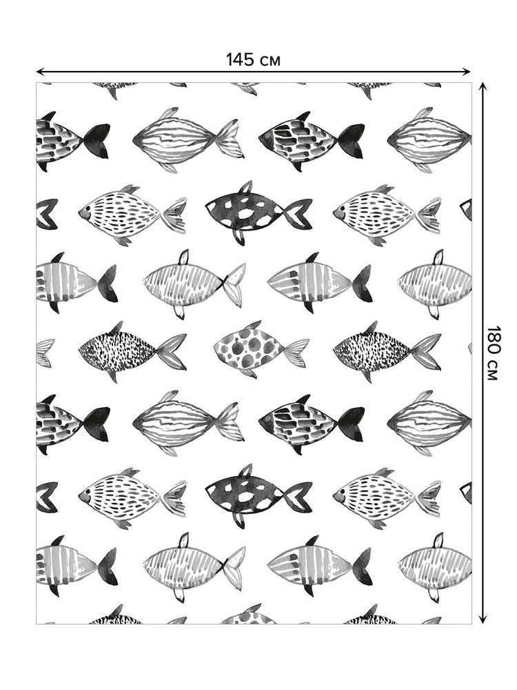 Прямоугольная тканевая скатерть на стол JoyArty с рисунком "Рыбный мотив" 145 на 180 см  #1