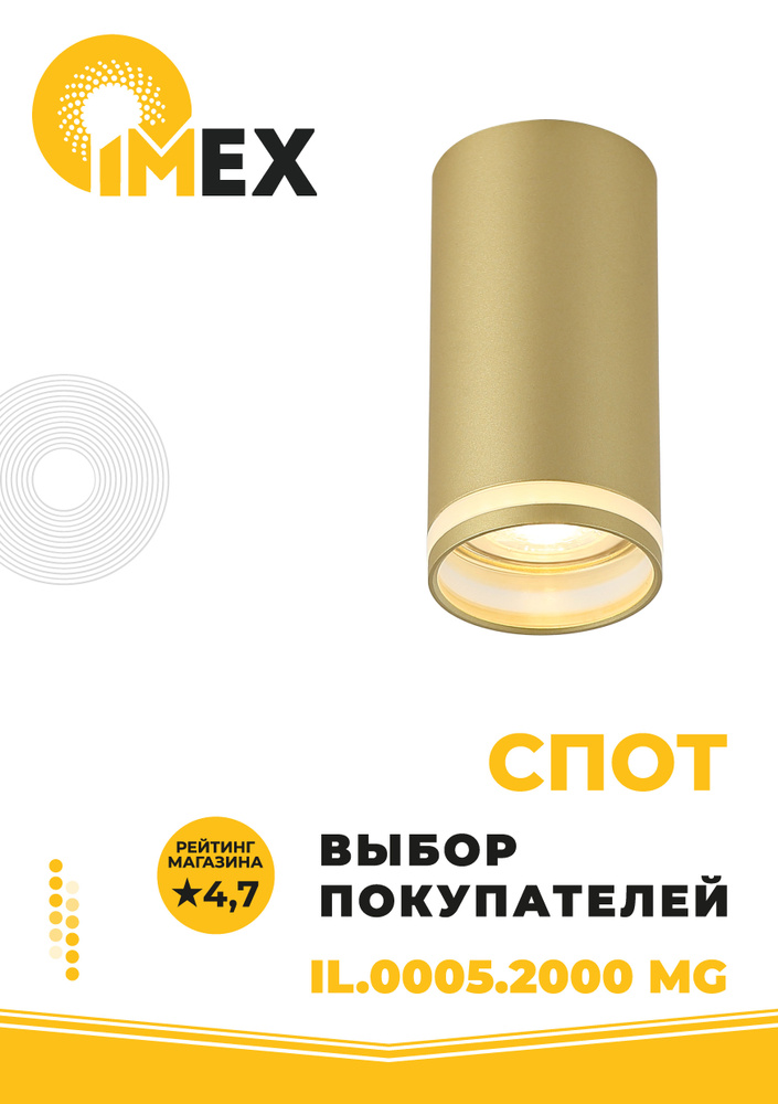 Спот потолочный IMEX IL.0005.2000 MG, матовое золото #1