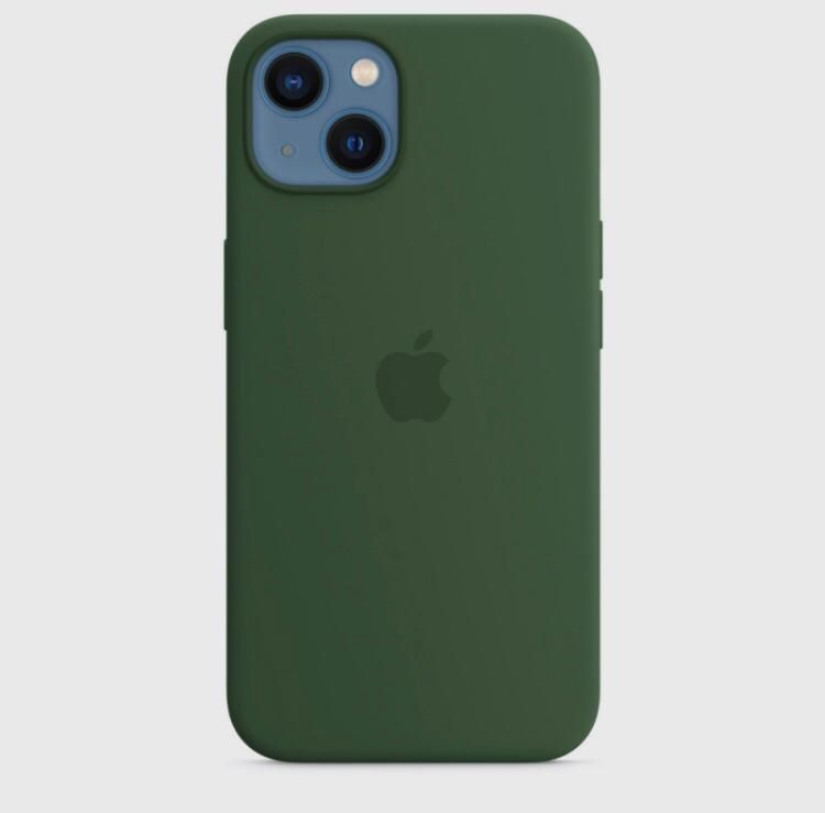 Силиконовый чехол Soft Touch на iPhone (Айфон) 13 (с логотипом), темно-зеленый  #1