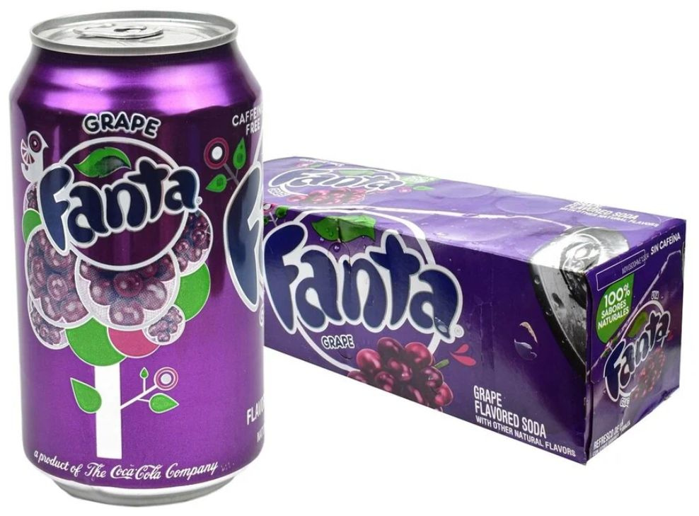 Напиток газированный Fanta Grape / Фанта Виноград, 12 банок по 0.355 л, США  #1