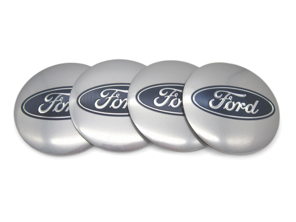 Наклейки на колесные диски и колпаки Форд хром 54 мм алюминий сфера  #1