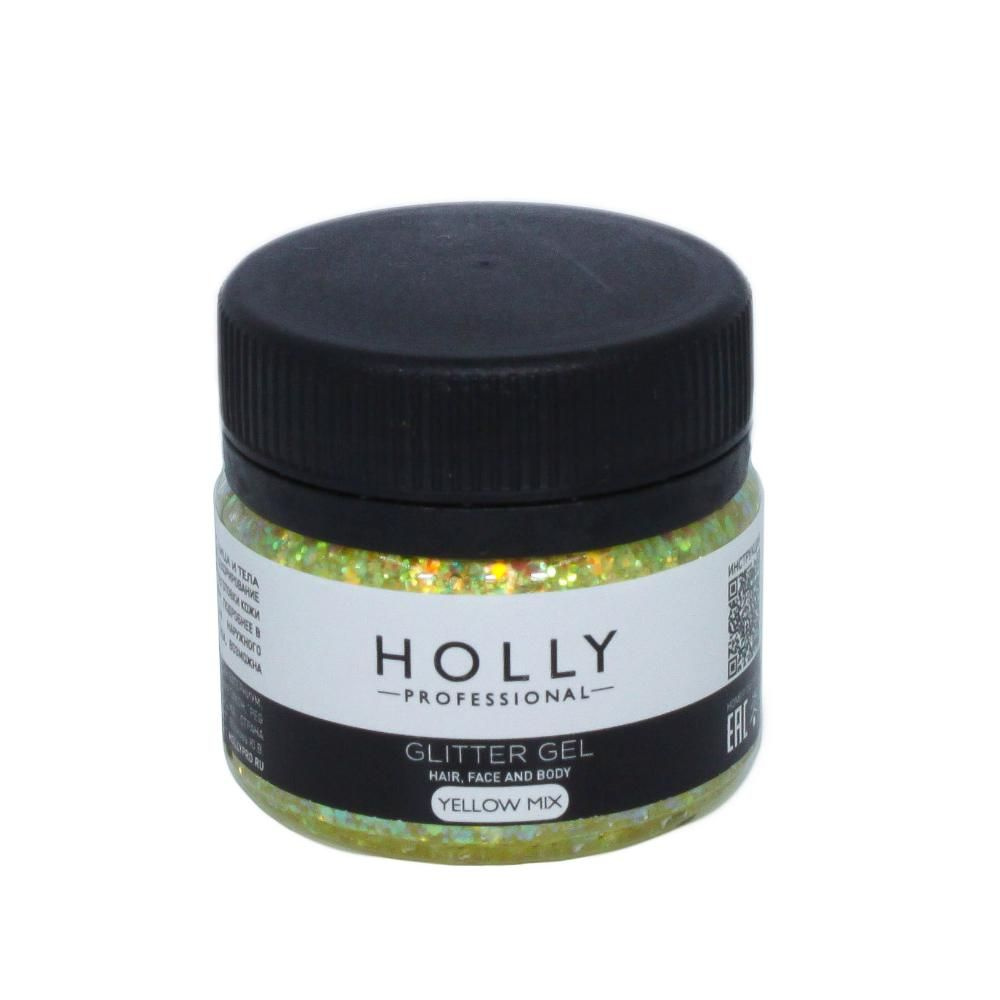 Глиттер для глаз, лица, волос и тела Glitter Gel, Holly Professional (Yellow Mix)  #1